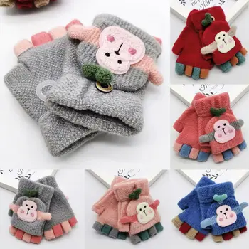 

Newborn Infant Winter Warm Baby Boy Girls Kids Cute Gloves Thick Fur Knit Cartoon Monkey Gloves Mittens Fashion Accessories New