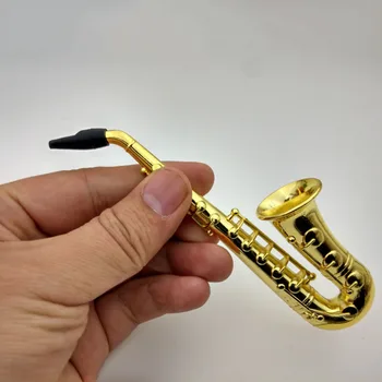 

Creative Saxophone Mini Portable Smoking Pipes Metal Tobacco Pipe Hookah Gifts Filter Cigarette Holder