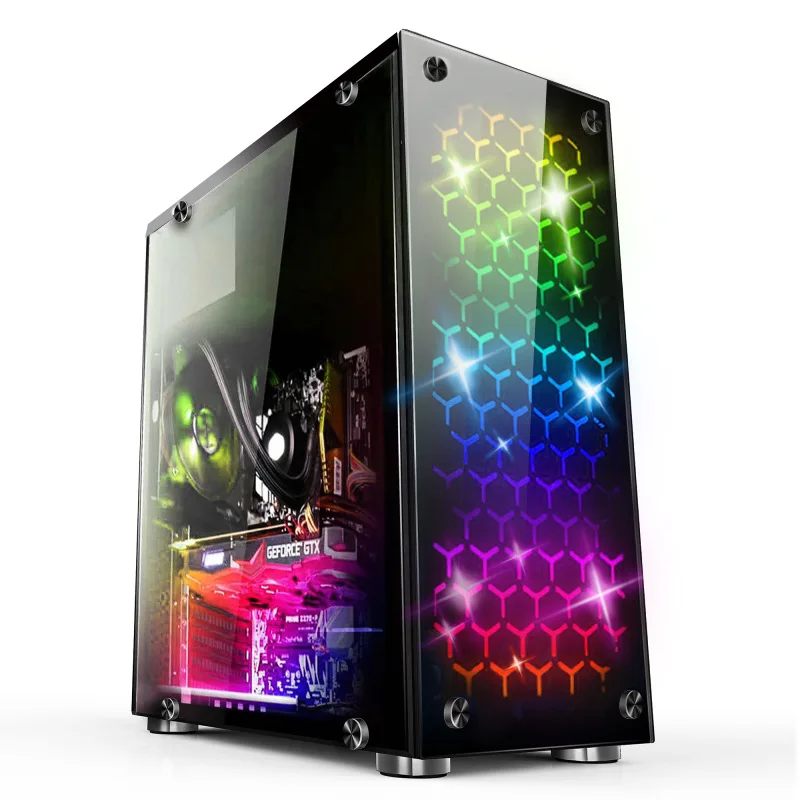 

38.5*18*42cm DIY Gaming Computer PC Case ATX full side transparent Glass Panel water cooling Desktop Mainframe Chassis