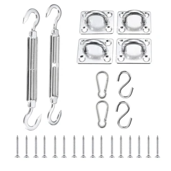 

26Pcs M8 304 Stainless Steel Sun Sail Shade Shade Sail Canopy Fixing Fittings Accessory Kit Sun Canopy Fixing Fittings
