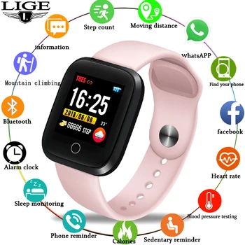 

LIGE Smart Watch Men IP68 Sports Waterproof Fitness Tracker Blood Pressure Heart Rate Monitor Pedometer Watch Reloj inteligente