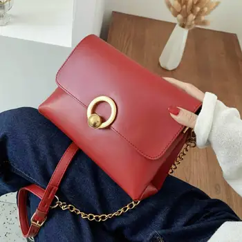 

Solid color Square Crossbody Bag 2020 Fashion New Quality PU Leather Women's Designer Handbag Lock Chain Shoulder Messenger Bag