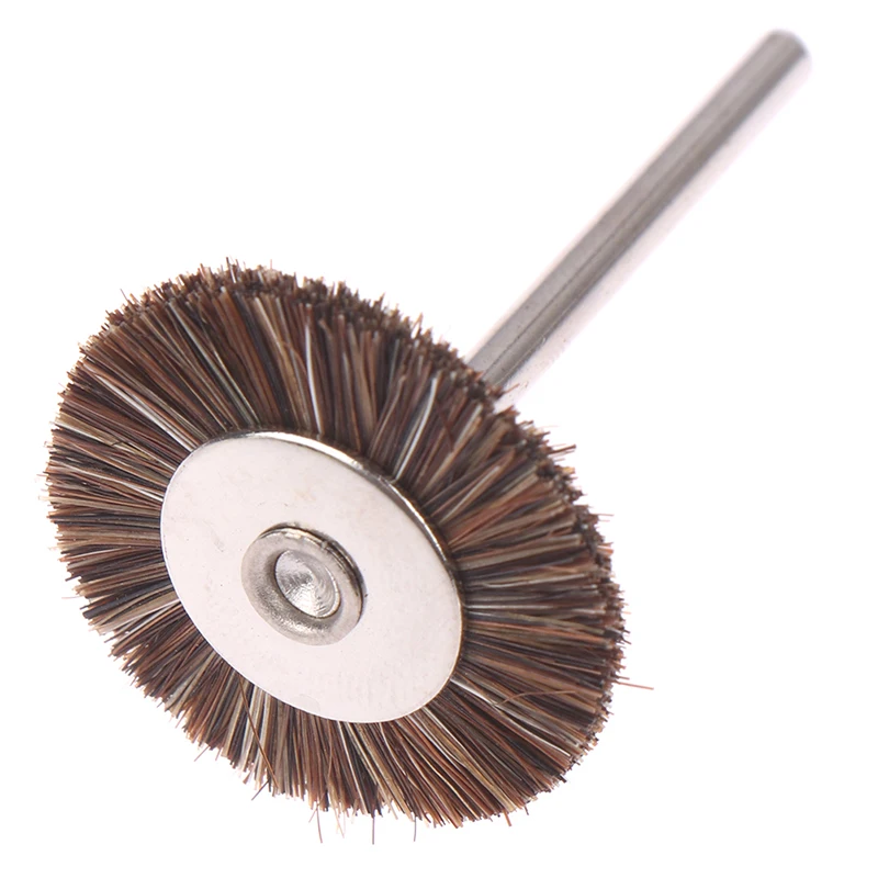 5Pcs 3mm Shank Flat Horsetail Bristle Brush Buffing Carving Wax Polishing Tool