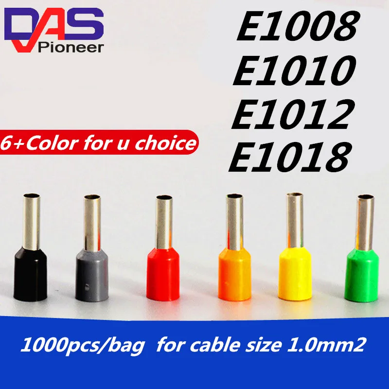 1000 шт. E1006 E1008 E1010 E1012 E1018 изоляционные клеммы 1,0 м² кабель провода изоляционный обжимной разъем