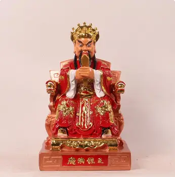 

Copper statue Dragon five Buddha statue 12 inch skin, face, resin, red coat, painted household dedicated to the God of wealth of