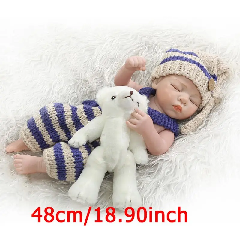 

48cm Realistic Reborn Doll Soft Full Silicone Vinyl Newborn Babies Boy Girl Bear Lifelike Handmade Toy Children Birthday Gifts