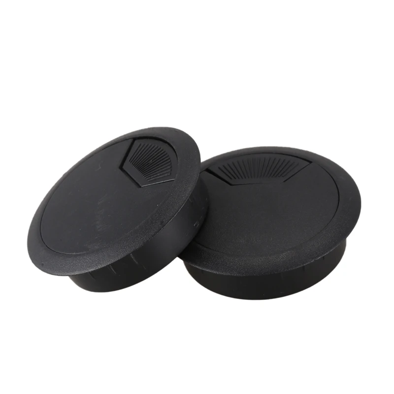 2 Pcs 50mm Diameter Desk Wire Cord Cable Grommets Hole Cover Black