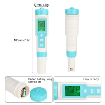 

Water Quality Tester Multifunction Pen Type Water Quality Testing Meter Salinity PH TDS EC ORP Tester Water Quality Monitor