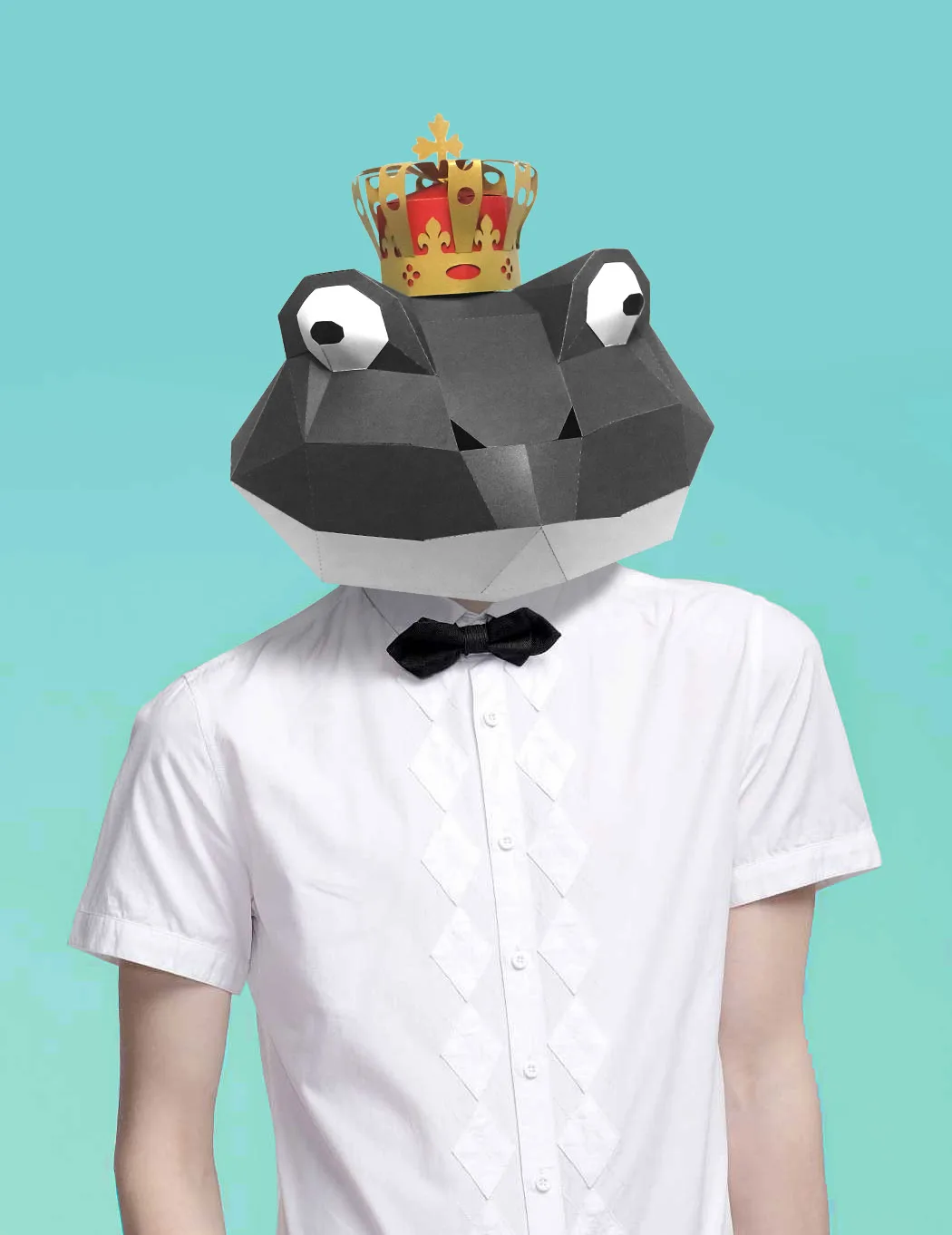 Paper Mask 3d Frog Prince Costume Cosplay DIY Paper Craft Model Mask Christmas Halloween Prom Party Gift