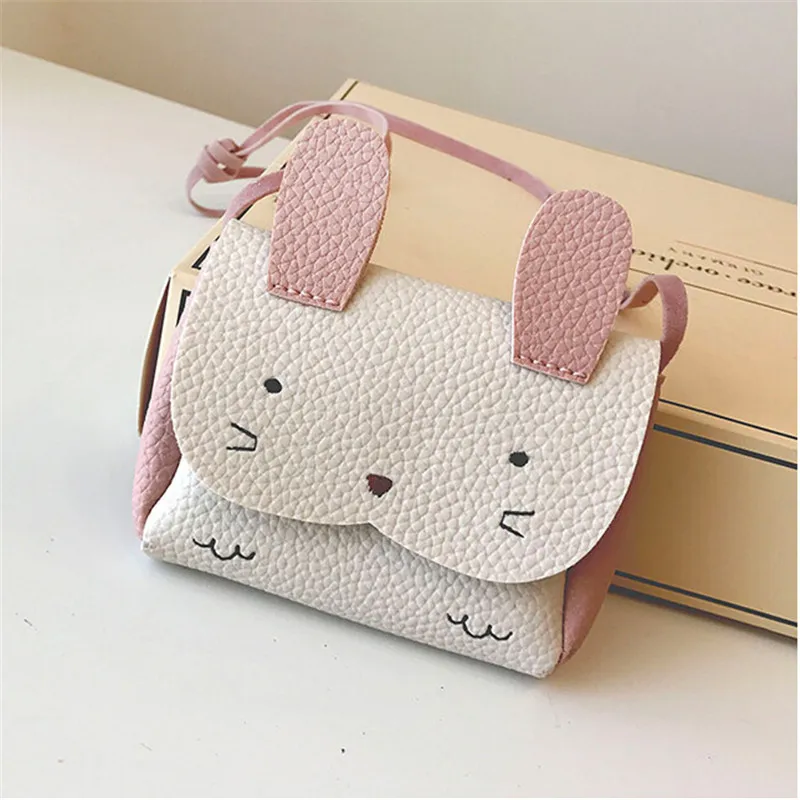 1Pc chicas monedero PU bolso cartera niños conejo una bolsa de hombro bolsa pequeña moneda monedero cartera niños bolsa billetera para bebés