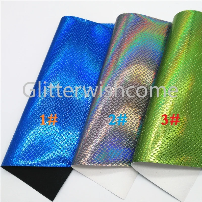 Glitterwishcome 21X29 см A4 Размер Переливающаяся искусственная кожа ткань, змеиная Синтетическая кожа ткань листы, винил для бантов, GM503A