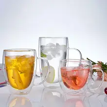 250/350/450ml Handle Double Layers Glass Cup Heat Insulation Tea Milk Clear Mug Handmade Beer Mug Tea Whiskey Glass Cups