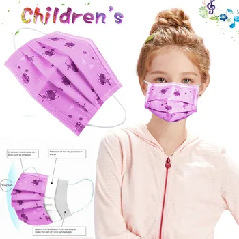 

PM2.5 Disposable 3-Ply Masks Anti-Dust Face Mask With Elastic Earloop Kids 50PCS Protection Printing Face Dust Mouth Mask