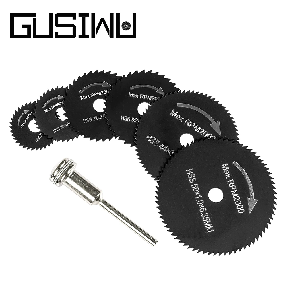 Lame de scie circulaire HSS outil rotatif pour Dremel roue de coupe en métal, jeu d'outils électriques disques de coupe en bois, perceuse manchette 6 pièces