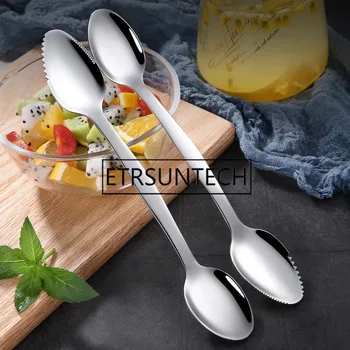

Stainless Steel Double-end Spoon Fruit Shaving Scoop Ice Cream Fruit Spoon Kitchen Tools Grapefruit Dessert Spoons Serrated Edge