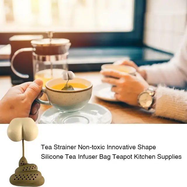 Tea Szűrő Vicces Design Kreatív Poo Alakú Szilikon Újrahasznosítható Diffúzor Infuser Tartozékok Trükkös Prop Ital Eszköz - Image 2