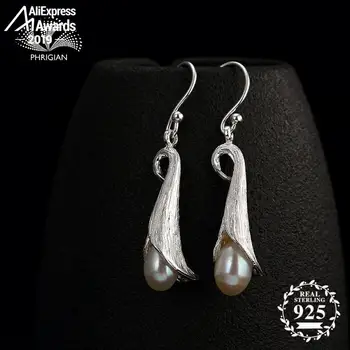 

Baroque style S925 Fine Antique Earrings 925 Sterling Silver Women Handmade Vintage Natural Mothers day freshwater pearl shell