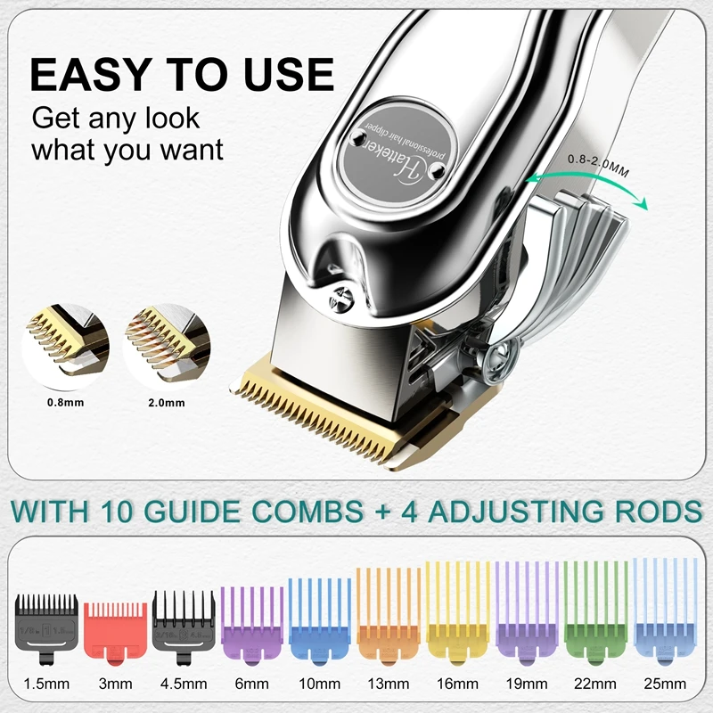 Hair Clipper Hair Trimmer HATTEKER Mens Hair Clippers Hair Trimmer Professional Barber Cutting Grooming Kit Rechargeable