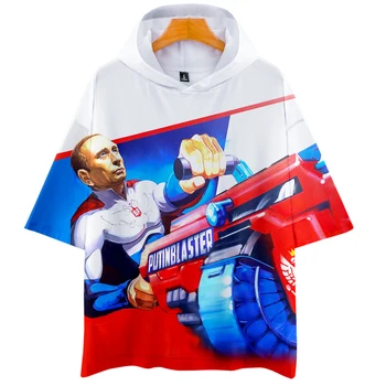 

Russian politician Putin 3D cos hot short-sleeved hooded T-shirt unisex couple Leisure Print Novelty Top Luxury Harajuku