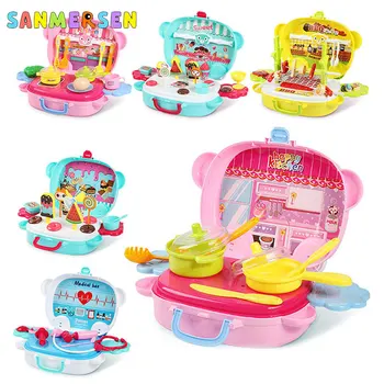 

Portable Suitcase Toys Set Tool Kitchen Medical Juguetes Girls Educational Pretend Play Plastic Toys for Children Luggage Box
