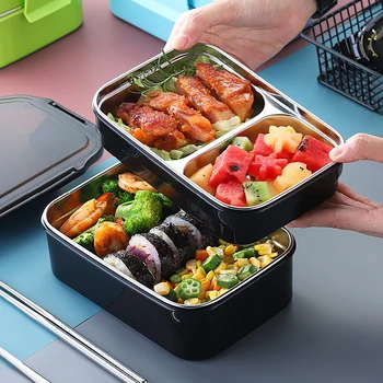 

Children's Lunch Box Two-layer Lunch Box Student Food Lunch Box with Tableware Lunch Bag Kitchen 304 Stainless Steel