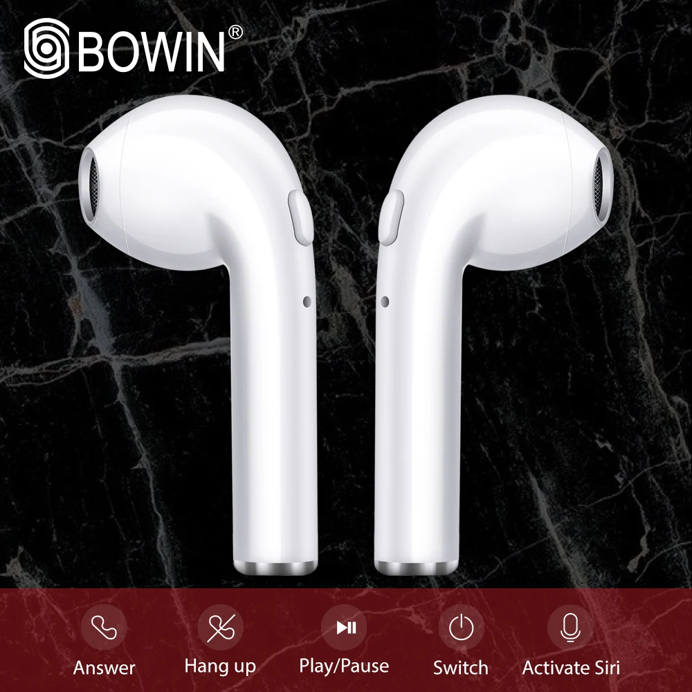 BOWIN i7 Mini TWS Bluetooth беспроводные стерео наушники с зарядной коробкой спортивные гарнитуры для всех смартфонов