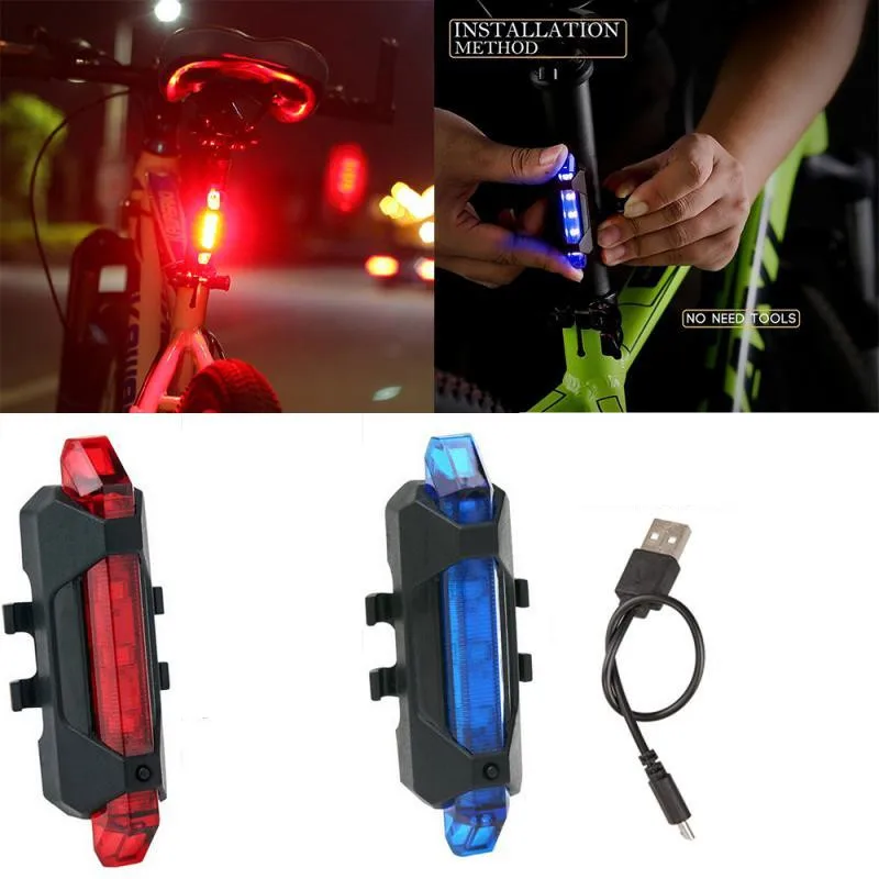 

Bicycle Rear LED Light LED Bicycle Rear Tail Light USB Rechargeable Mountain Bike Lamp Waterproof Light motorcycle Accessories