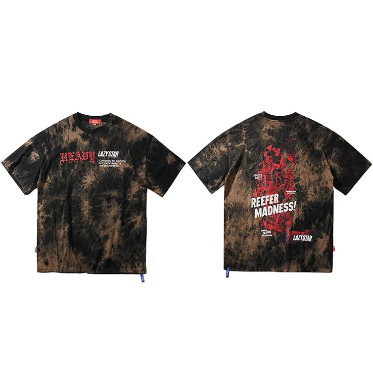 A800656 Brown Мужская хип-хоп футболка Tie Dye большого размера уличная Футболка модная хип-хоп Harajuku футболка Летняя с коротким рукавом топы тройники хлопок - Цвет: A800656 Brown
