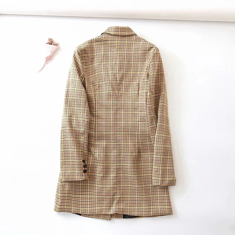 

Western Style 2019 Autumn New Style WOMEN'S Dress Versatile Slimming Casual Double Breasted Pattern Mid-length Suit Jacket Y