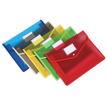 

AAY-5Pcs/Set A4 Plastic File Wallet Document Folder Premium Poly Pockets Envelope with Business Card Holder