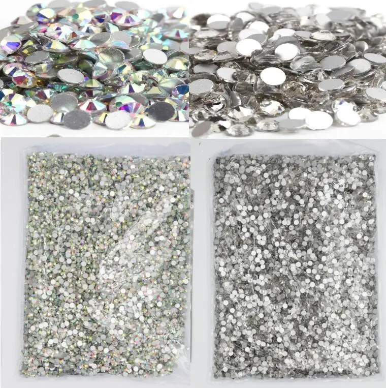 

14400Pcs Wholesale Crystal AB Color ss3-ss50 Non HotFix Rhinestones FlatBack Nail Art Rhinestones Decorations For Garment