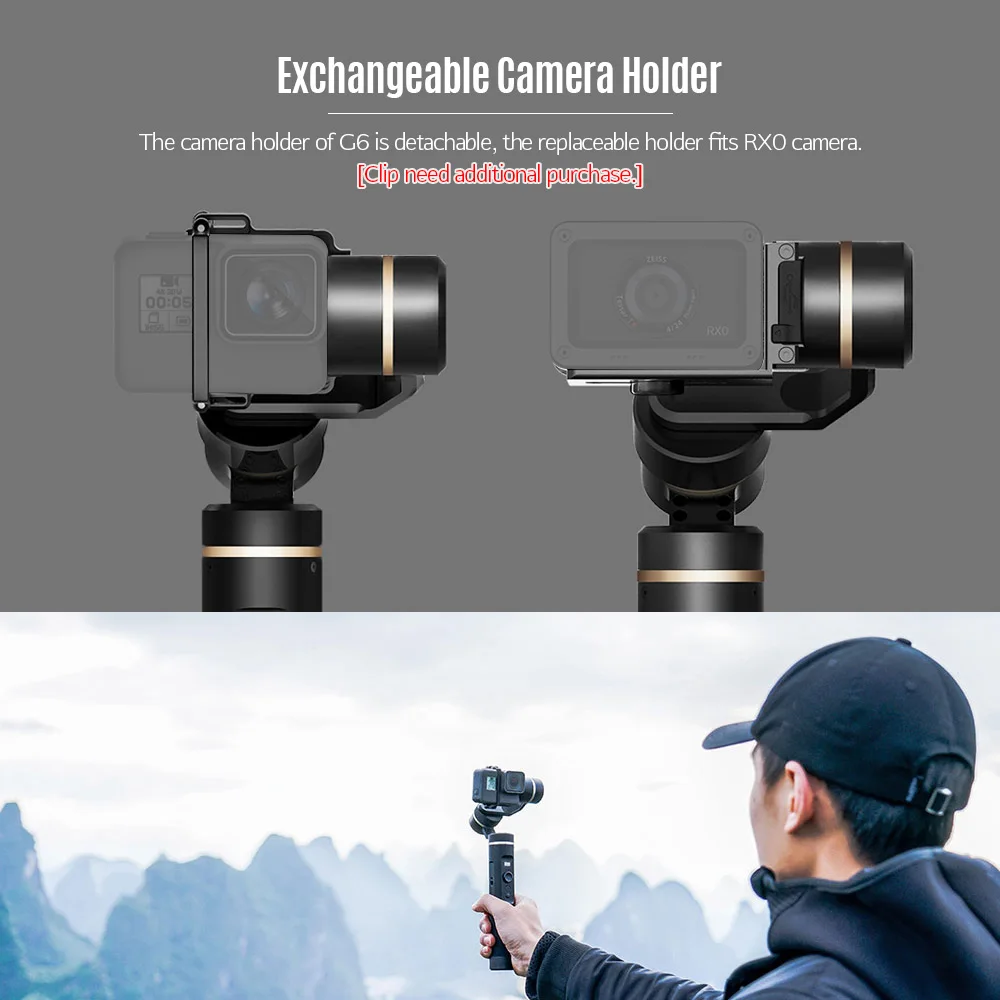 FeiyuTech Feiyu G6 3-осевой переносной карданный стабилизатор для Gopro Hero 6 5 4 RX0 для спортивной экшн-камеры Xiaomi yi 4k Wi-Fi, Bluetooth Портативный монопод с шарнирным замком