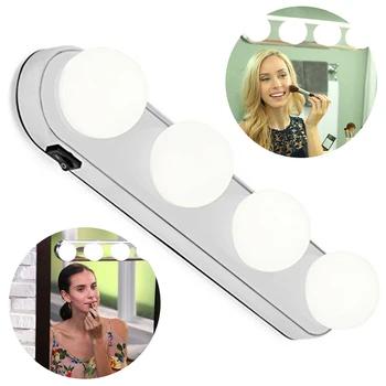 

Vanity Mirror Studio Glow Make up Bright Cosmetic Portable 4 LED Light Bulbs