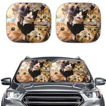 

Car-Styling Folding Front Rear Car Window Sun Shade Set Of 2 Cartoon Cats Customise Auto Visor Windshield Block Cover Sunshades