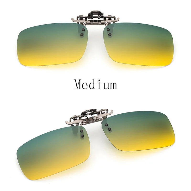 Флип клип на солнцезащитные очки для женщин и мужчин поляризационные квадратный День ночного видения автомобиля вождения солнцезащитные очки Зажим для пилота-на очки