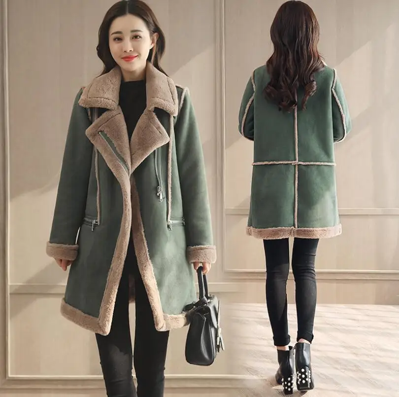 Женское пуховое пальто, зимнее плотное пальто из искусственного кроличьего меха, длинное пальто, теплое Женское пальто из смешанной шерсти, верхняя одежда, повседневные топы