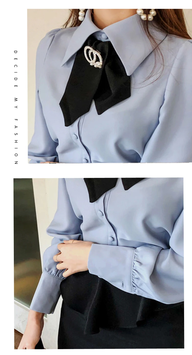 Рубашки Женские Простые однотонные однобортные универсальные модные женские s Досуг корейский стиль студенческие свободные высококачественные шикарные блузки