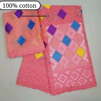 

5+2Y PINK Swiss Voile Lace In Switzerland African French Voile Lace Fabric High Quality Cotton Nigerian Dry Lace Fabric