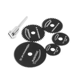 Lame de scie circulaire HSS outil rotatif pour Dremel métal, jeu d'outils électriques de coupe du bois, disques de perçage, manchette de mandrin 6 pièces 