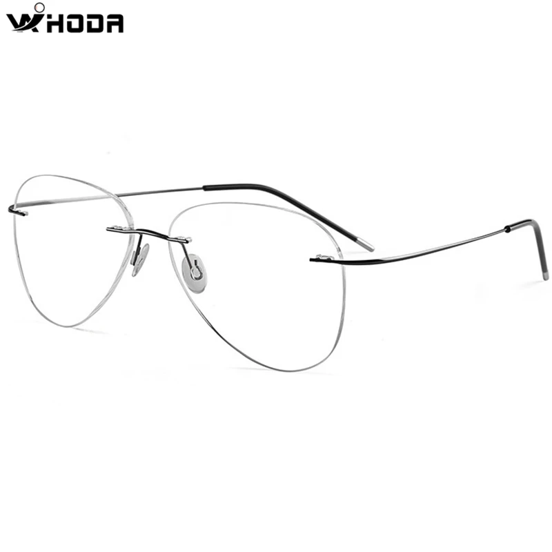 

Male Screwless Titanium Alloy Rimless Glasses Frames, Men Pilot Prescription Myopia Optical Eyeglasses Frame Eyewear F966