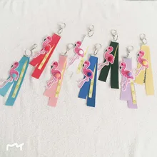 Красочные фламинго Висячие веревки патч модная нашивка для одежды этикетка Красивая лента фитинги ключ защелка