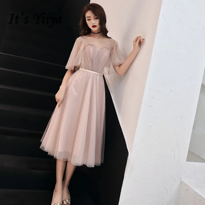 Formal Evening Dresses It's Yiiya R219 Short Sleeve A-Line Elegant Women Party Gowns Plus Size Tulle Eveining Dress Vestidos | Свадьбы и