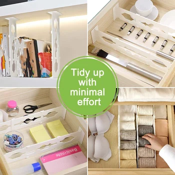 

Adjustable Drawer Dividers Organiser Retractable Stretch Storage Partition Board Multi-Purpose DIY for Bedroom Bathroom Closet B