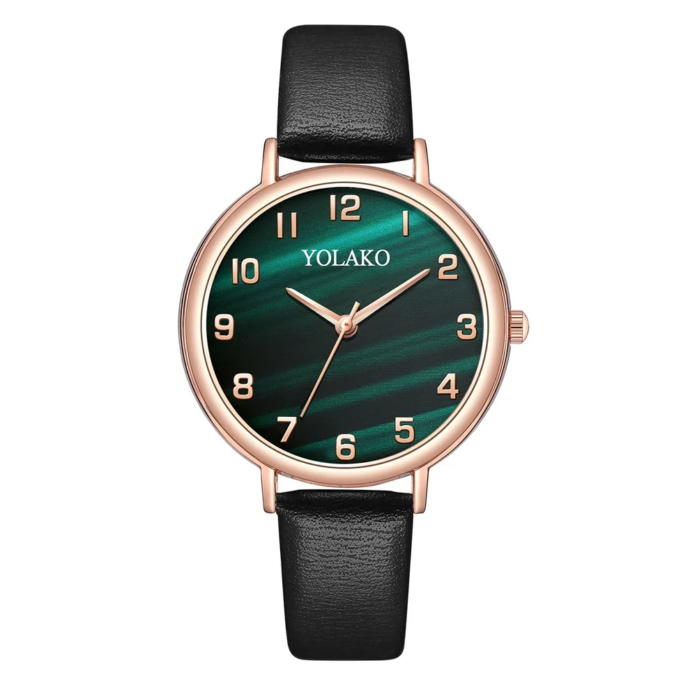 

Rose Gold Green Ladies Watch Ins Popular Arabic Numeral Ladies Watch Unique Fashion Malachite Leather Fashion Women's Watch