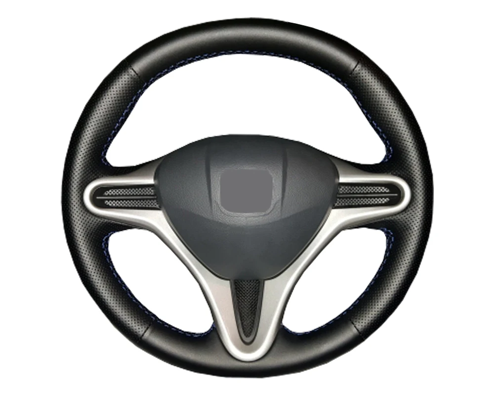 HONDA CIVIC MK8 2006-2012 Steering Wheel Cover BLACK LEATHER CUSTOM SMALL SIZE S
