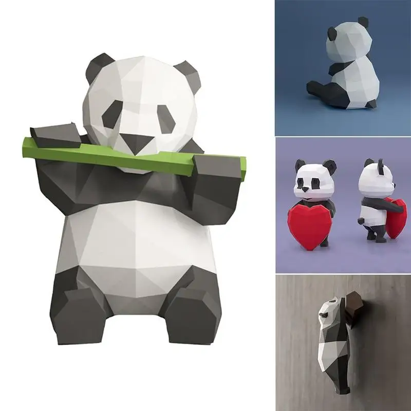 Creative 3D Panda Paper Model DIY Manual Paper Model Hanging Toy For Kids Gifts 3D Panda Animal Papercraft Model Wall Decorative