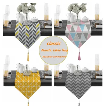 

53WEEK Cotton and linen modern minimalist Nordic table bunting ins dining table middle tablecloth strip long doily