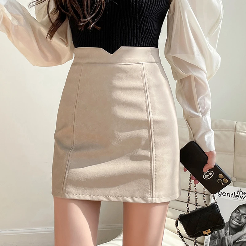 A Line Mini Skirts Lace Up Bandage High Waist Faldas Irregular Skort 