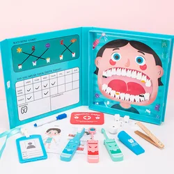 Jouet de Simulation de médecin en bois, costume de jeu pour enfants d'âge préscolaire, maison de jeu, dentiste, dent, jouets éducatifs pour la petite enfance 