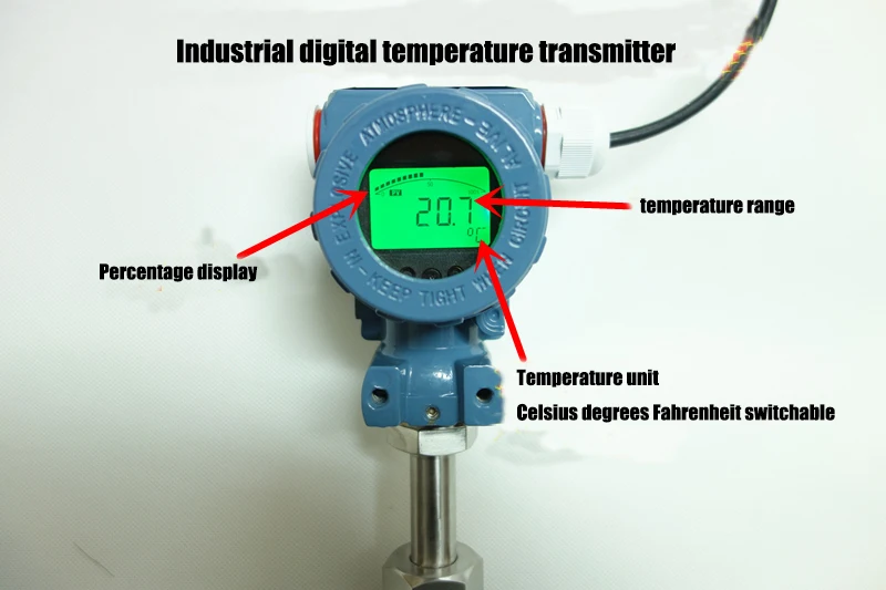 

Industrial Digital Temperature Transmitter Sensor -50~200C 4-20MA Explosion proof Temperature sensor with display